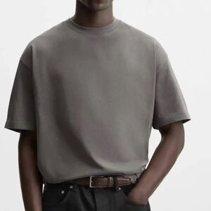 NWT - Zara Men's Basic Heavyweight T-Shirt - Gray - Size M